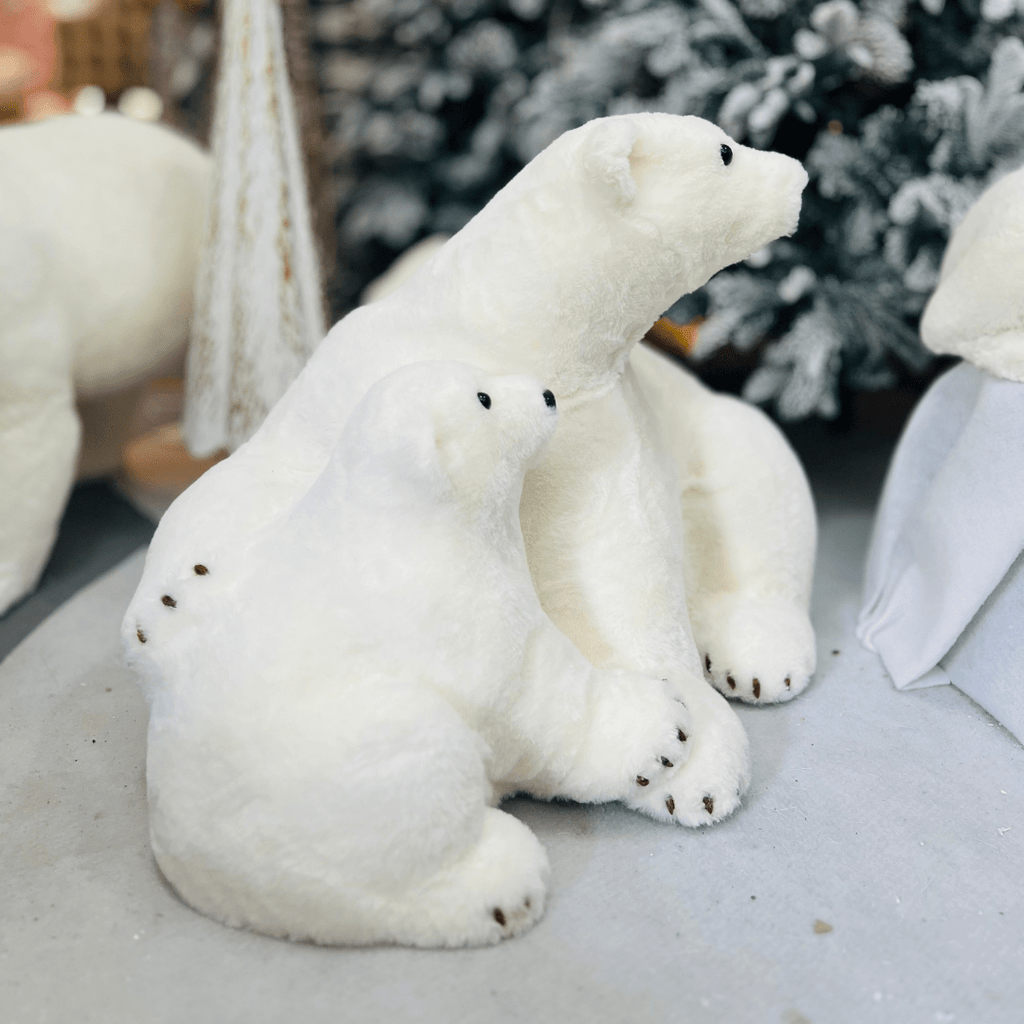 Urso Polar Com Filhote Natalino 100x50cm