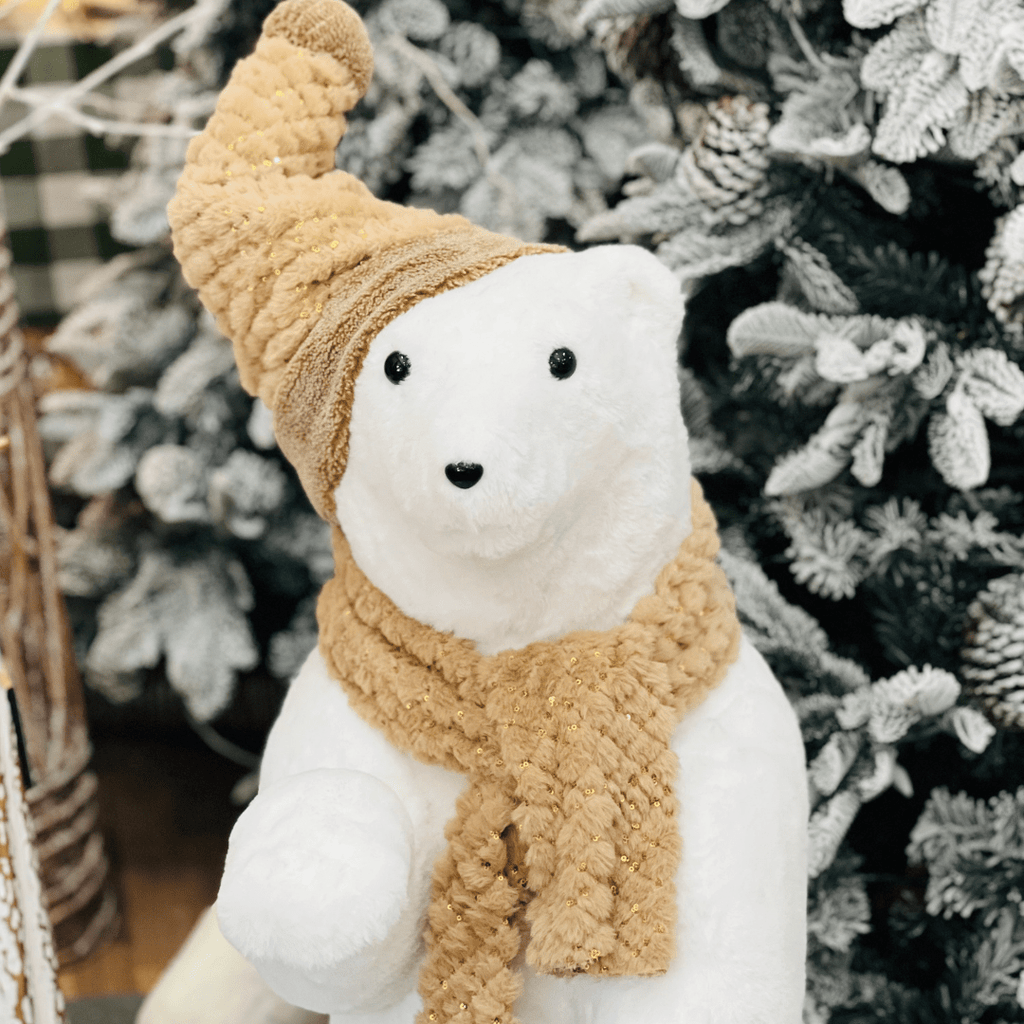 Urso Polar Natalino Em Pé Branco e Nude 110cm
