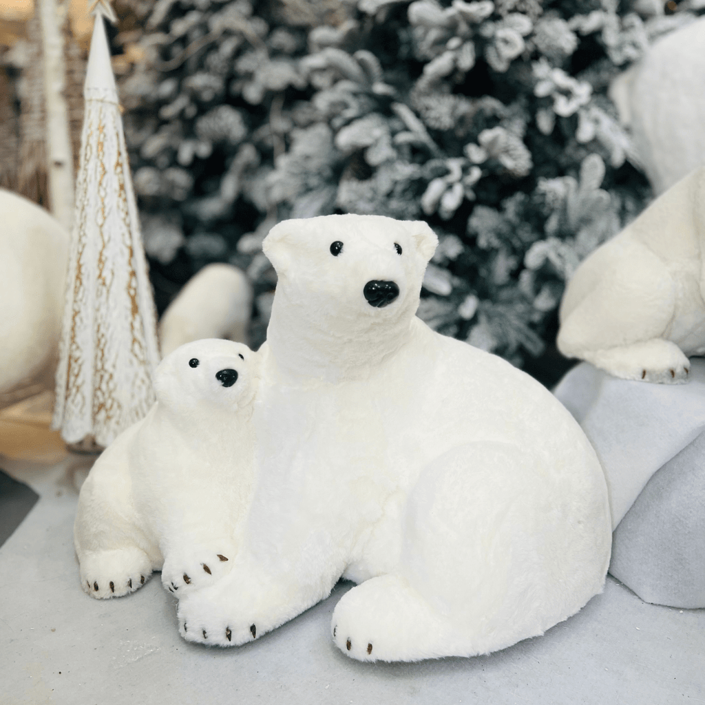 Urso Polar Com Filhote Natalino 100x50cm