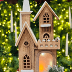 Casinha Natalina Nevada de Madeira Com Led 47cm