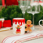 Caneca Natalina de Cerâmica Alça de Gingerbread 280ml 9cm