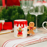 Caneca Natalina de Cerâmica Alça de Gingerbread 280ml 9cm