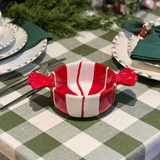 Bowl Natalino de Cerâmica Candy Vermelho e Branco 20cm