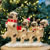 Familia de Cachorros Natalina de Resina 34,5x40cm