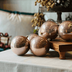 Jogo Com 6 Bolas Natalinas Peroladas Rosa 10cm