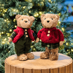 Urso Natalino Com Colete Vermelho 26x17cm