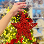 Estrela Natalina Vermelha Com Glitter 26cm