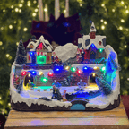 Vila Natalina Carrinhos Com Música, Led e Movimento 32x20cm