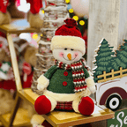 Boneco Neve Natalino Sentado Cachecol e Gorro 30cm