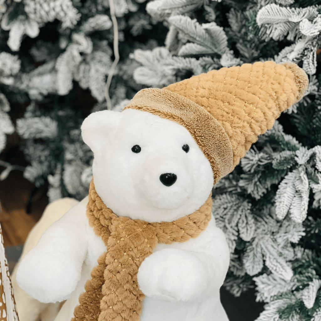 Urso Polar Natalino Em Pé Branco e Nude 90cm