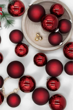 Kit 24 Bolas de Natal 8cm Luxo (Vinho)