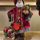 PAPAI NOEL COM SACO DE PRESENTE E URSO 40CM